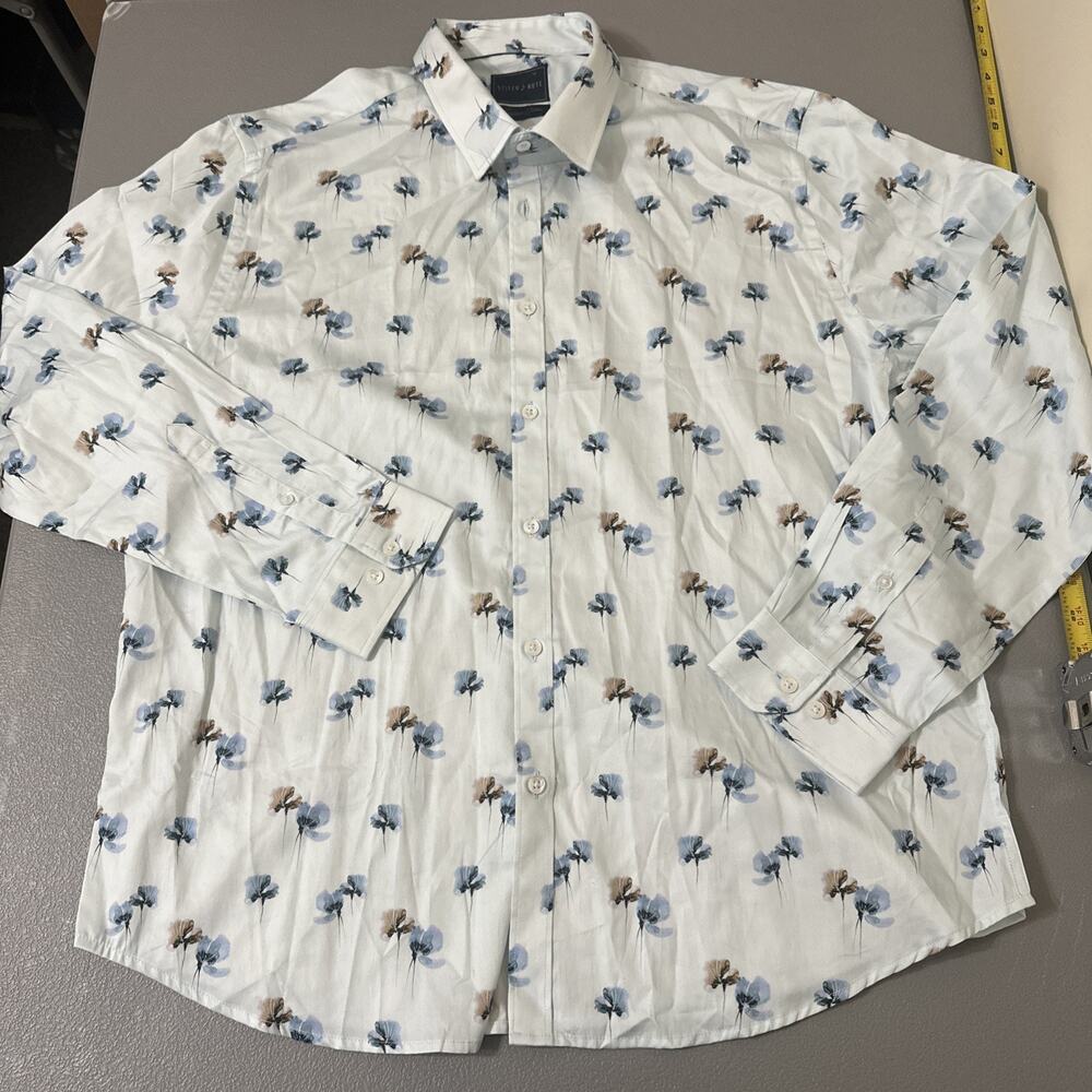 Stitch Note Egyptian Cotton Blue Floral Button Up. Mens XL.